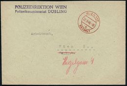 POLIZEI / VERBRECHENBEKÄMPFUNG : ÖSTERREICH 1946 (27.9.) 2K-Steg-PFS: WIEN 117/a/BEZAHLT + Viol. Abs.-2L: POLIZEIDIREKTI - Politie En Rijkswacht