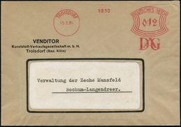 NOBELPREIS / NOBELPREISTRÄGER : TROISDORF/ DAG 1934 (15.2.) AFS = D Ynamit-Nobel A.G. Klar Gest., Firmen-Bf.: VENDITOR,  - Premio Nobel