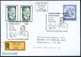 NOBELPREIS / NOBELPREISTRÄGER : ÖSTERREICH 1983 (24.6.) 6 S. Viktor F. Hess, Paar = Physik-Nobelpreis 1936 + Zusatz-Fran - Premio Nobel