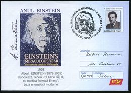 NOBELPREIS / NOBELPREISTRÄGER : RUMÄNIEN 2005 (18.4.) SSt.: 400 790 CLUJ NAPOCA/ ALBERT EINSTEIN IN MEMORIAM = Altersbil - Prix Nobel