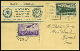 ROTARY INTERNATIONAL : FRANKREICH 1937 (7.6.) FaWSt: NICE/ROTARY NICE/PHILATELIC/EXHIBITION.. , Sauber Gest. Ausl.-Sonde - Rotary, Lions Club