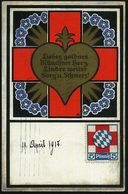 ROTES KREUZ  / DRK / IRK / ROTER HALBMOND : MÜNCHEN/ *8* 1915 (11.4.) Bd.MaSt Auf Color-Rotlreuz-Spenden-Künstler-Ak.: O - Red Cross