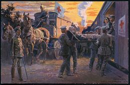 ROTES KREUZ  / DRK / IRK / ROTER HALBMOND : BAYERN 1914 5 Pf. Hupp-Wappen, Grün: R.K-Sammlung 1914: Pferde-Wagen, Lazare - Croix-Rouge