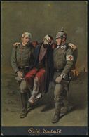 ROTES KREUZ  / DRK / IRK / ROTER HALBMOND : DEUTSCHES REICH 1914 Color-Propaganda-Künstler-Ak.: "Echt Deutsch!" = Rotkre - Croce Rossa