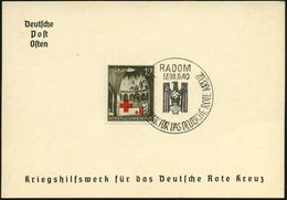 ROTES KREUZ  / DRK / IRK / ROTER HALBMOND : GENERALGOUVERNEMENT 1940 (Aug.) 12 + 8 Gr. RK-Kriegshilfswerk + Rotkreuz-SSt - Croce Rossa