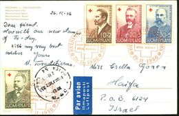 ROTES KREUZ  / DRK / IRK / ROTER HALBMOND : FINNLAND 1956 (26.11.) Rotkreuz-Satz Kompl. + Roter ET-SSt.: HELSINKI , 3x A - Croce Rossa