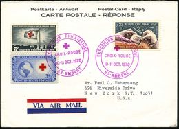 ROTES KREUZ  / DRK / IRK / ROTER HALBMOND : FRANKREICH /  U.S.A. 1970 (10.11.) Viol.-roter SSt.: 63 - AMBERT/EXPOS. PHIL - Croce Rossa