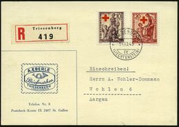 ROTES KREUZ  / DRK / IRK / ROTER HALBMOND : LIECHTENSTEIN 1945 (14.12.) 20 C.+10 U. 20 C.+20 C. Rotes Kreuz , Klar Gest. - Rotes Kreuz