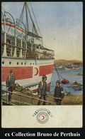 ROTES KREUZ  / DRK / IRK / ROTER HALBMOND : TÜRKEI 1915 Color-Künstler-Ak.: Hospitalschiff Des "Roten Halbmonds" Mit Ver - Croix-Rouge