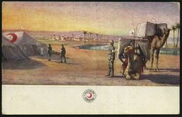 ROTES KREUZ  / DRK / IRK / ROTER HALBMOND : TÜRKEI 1915 Color-Künstler-Ak.: Sanitätäts-Station Des Roten Halbmonds In De - Rotes Kreuz