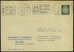 ROTKREUZ-JUBILÄEN : HALLE (SAALE)/ B/ BPA29/ 100 JAHRE/ ROT-KREUZ-/ GEDANKE 1959 (13.5.) BdMaWSt (Kreuz) Auf Dienstbf.:  - Croix-Rouge