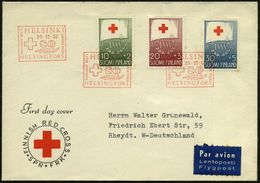 ROTKREUZ-JUBILÄEN : FINNLAND 1957 (25.11.) "80 Jahre Finnisches R.K.", Kompl. Satz = R.K.-Flagge , 3x Roter ET-SSt.: HEL - Red Cross