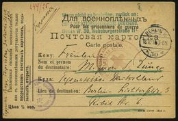 KGF-POST I.WELTKRIEG (1914-18) : BERLIN W/ *30d 1916 (28.8./18.10.) 1K-Brücke Auf Russische Kgf.-Vordr.-Kt., Rs. Hs. (La - Croix-Rouge