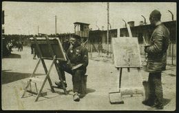 KGF-POST I.WELTKRIEG (1914-18) : Celle-Scheunen 1916 (10.6.) S/w.-Foto-Ak.: Mußestunden Im Kgf.-Lager, 2 Gefangene Mit S - Red Cross