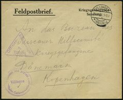 KGF-POST I.WELTKRIEG (1914-18) : VILLINGEN/ *(BADEN)b 1916 (24.10.) 1K-Brücke + Viol. Dreieck: Offizier-/Gef.Lager/Fa/Vi - Red Cross