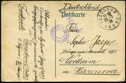 KGF-POST I.WELTKRIEG (1914-18) : FRANKREICH /  DEUTSCHES REICH 1916 (26.2.) 1K: ISSODUN/INDRE + Viol. 2K-HdN: PRISONNIER - Red Cross