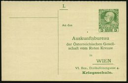 KGF-POST I.WELTKRIEG (1914-18) : ÖSTERREICH 1914 5 H. Sonder-P KFJ-Jubil., Grün: Auskunftsbureau Der Österr. Gesellschaf - Rode Kruis