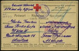 KGF-POST I.WELTKRIEG (1914-18) : RUSSLAND /  ÖSTERREICH 1917 (Feb.) Rotkreuz-Vordr-Kt. (Antwort) Aus Sibirischem Lager B - Croce Rossa