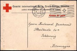 KGF-POST I.WELTKRIEG (1914-18) : SCHWEIZ 1918 (9.11.) MaWellenSt: GENEVE 1 Auf Rotkreuz-Kgf.-Dienst.Kt. = Bestätigung Ei - Red Cross