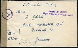 KGF-POST II. WELTKRIEG (1939-45) : SÜDAFRIKA 1942 (Dez.) Kgf.-Lager BAVIAANSPORT, Ovaler U. Zensur-2L: PASSED BY CENSOR. - Red Cross