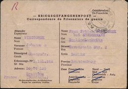 KGF-POST NACH DEM II. WELTKRIEG : FRANKREICH 1946 (24.5.) Zweisprachiger, Französ. Kgf.-Faltbf. , Zensur-2K: DEPOT P.G.  - Cruz Roja