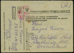 KGF-POST NACH DEM II. WELTKRIEG : JUGOSLAWIEN 1946 (12.8.) Kgf.-Vordr.Kt.: FED.NARODNA REPUBLIKA JUGOSLAVIJA.. (Staatswa - Red Cross