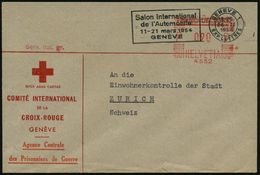 KGF-POST NACH DEM II. WELTKRIEG : SCHWEIZ 1954 (26.2.) AFS Ohne Ort: 4552 = Comité Int. De La Croix-Rouge 020 C. + MWSt: - Cruz Roja