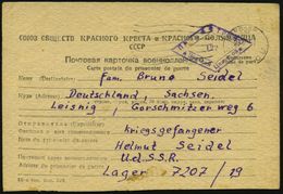 KGF-POST NACH DEM II. WELTKRIEG : UdSSR 1947 (26.8.) Kgf.-Vordr.-Karte: Kyrill.-französ. Form , MaWellenSt: MOSCOU + Vio - Rode Kruis