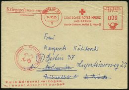 SUCHDIENSTE : 1 BERLIN 33/ DRK/ LND.BERLIN.. 1965 (14.12.) AFS In 000 = Gebührenfrei + Roter 2L: Kriegsgefangenenpost/ G - Croce Rossa