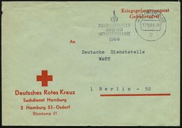 SUCHDIENSTE : 2 HAMBURG 50/ Nb/ INTERNAT./ JAHR DER/ MENSCHENRECHTE 1968 (17.12.) MWSt Auf Zweifarbigem R.K.-Dienst-Bf.: - Rotes Kreuz