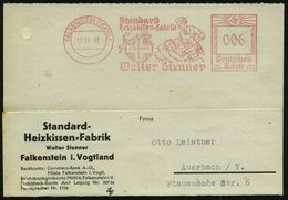 MEDIZIN / GESUNDHEITSWESEN : FALKENSTEIN (VOGTL)/ Standard/ Heizkissen-Fabrik/ ..Walter Stenner 1942 (17.11.) AFS = Kran - Medizin