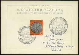 MEDIZINISCHE AUSSTELLUNGEN & KONGRESSE : (13b) GARMISCH-PARTENKIRCHEN/ 61.DEUTSCHER ÄRZTETAG 1958 (20.6.) SSt , 2x Klar  - Medizin