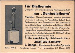 MEDIZINISCHE AUSRÜSTUNG & INSTRUMENTE : BERLIN-SCHÖNEBERG/ *1II 1931 (14.4.) PFS 3 Pf. Auf (halber) Reklame-Kt.: Diather - Geneeskunde