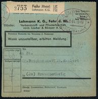 MEDIZINISCHE AUSRÜSTUNG & INSTRUMENTE : Neuwied /  Fahr 1944 (15.8.) Viol. Doppel-Oval-PFS: NEUWIED 1/**/Gebühr Bezahlt  - Médecine