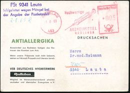 MEDIZINISCHE AUSRÜSTUNG & INSTRUMENTE : 453 ROSSLAU/ Hochwertige/ ARZNEIMITTEL/ RODLEBEN 1969 (1.8.) AFS = Spritze , Dre - Geneeskunde