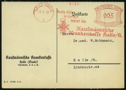 KRANKENKASSE / KRANKEN-VERSICHERUNG : HALLE (SAALE)/ 2/ Beste Hilfe/ In Der Not../ Kaufmännische/ Krankenkasse.. 1933 (2 - Geneeskunde