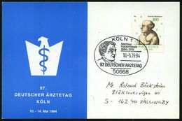 BERÜHMTE MEDIZINER & ÄRZTE : 50668 KÖLN 1/ Matthias/ Hackerbroch/ 1894-1979/ 97.DEUTSCHER ÄRZTETAG 1994 (10.5.) SSt (Kop - Médecine