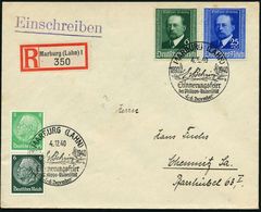 BERÜHMTE MEDIZINER & ÄRZTE : MARBURG (LAHN)/ E V Behring/ B/ Erinnerungsfeier.. 1940 (4.12.) SSt A. Kompl. Satz Emil V.B - Medicine