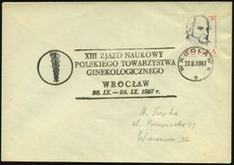 PÄDIATRIE / GYNÄKOLOGIE : POLEN 1957 (27.9.) FaWSt: WROCLAW 2/XIII. POLN. GYNÄKOLOGEN-KONGRESS (Äskulapstab) Inl.Bf. - Krankheiten