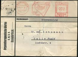 RHEUMATISMUS : OSNABRÜCK/ Bei/ Rheuma/ Osnol/ Organotherapeutische Werke.. 1937 (5.7.) AFS 030 Pf. (Arzneiflasche) Klar  - Ziekte