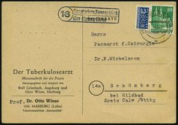 TUBERKULOSE / TBC-VORSORGE : (16) MARBURG (LAHN) 1/ K 1949 (10.6.) 2K-Steg + Seltener, Blauer Ra.2: (16)  S A N A T O R  - Ziekte