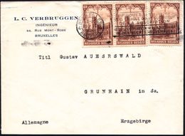 TUBERKULOSE / TBC-VORSORGE : BELGIEN 1929 (22.2.) 60 C.+15 C. Tuberculose-Fond ,reine MeF: 3 Stück (= St.Bavo-Kirche) Sa - Maladies