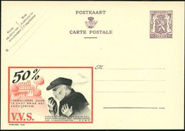 TUBERKULOSE / TBC-VORSORGE : BELGIEN 1948 90 C. Reklame-P. Löwe ,br.lila: 50% TERINGLIJDERS GAAN TE LAAT../V.V.S. (Tbc-K - Maladies