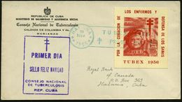 TUBERKULOSE / TBC-VORSORGE : CUBA 1956 (12.11.) Amtl. Tbc-Weihnachts-Spendenblock "TUBEX" + Grüner Tbc-FaWSt: HABANA + V - Maladies