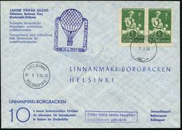 TUBERKULOSE / TBC-VORSORGE : FINNLAND 1959 (3.5.) 5 Mk + 1Mk. Anti-Tuberkulose, Reine MeF: Paar = Kinder-Krankenschester - Disease