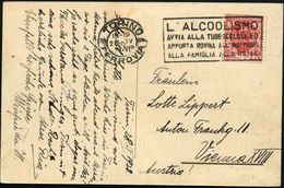 TUBERKULOSE / TBC-VORSORGE : ITALIEN 1928 (28.4.) MWSt.: TORINO/FERROVIA/L'ALCOOLISMO/AVVIA ALLA TUBERCULOSI ED/APPORTA  - Disease