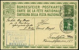 TUBERKULOSE / TBC-VORSORGE : SCHWEIZ 1913 (Aug.) 5 C. Bundesfeier-P., Grün: Tbc-Fond "Rütli" (Schweizer In Festtracht) + - Disease