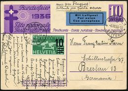 TUBERKULOSE / TBC-VORSORGE : SCHWEIZ 1936 (6.8.) 10 C. Bundesfeier-P., Lila: Kampf Der Tbc (Mi.P 170/01) + Zusatzfrankat - Maladies