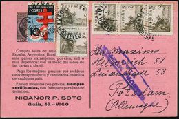 TUBERKULOSE / TBC-VORSORGE : SPANIEN 1938 (8.4.) 5 C. "El Cid", Reine MeF: 5 Stück + Tbc-Zwangs-Zuschlag 10 C. (Mi.Zw.23 - Maladies