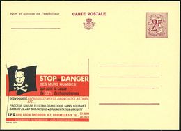 STERBEN / TOD : BELGIEN 1967 2 F. Reklame-P. Löwe, Weinrot: STOP Au DANGER../..63% De Rhumatismes.. = Piratenflagge Mit  - Medicina